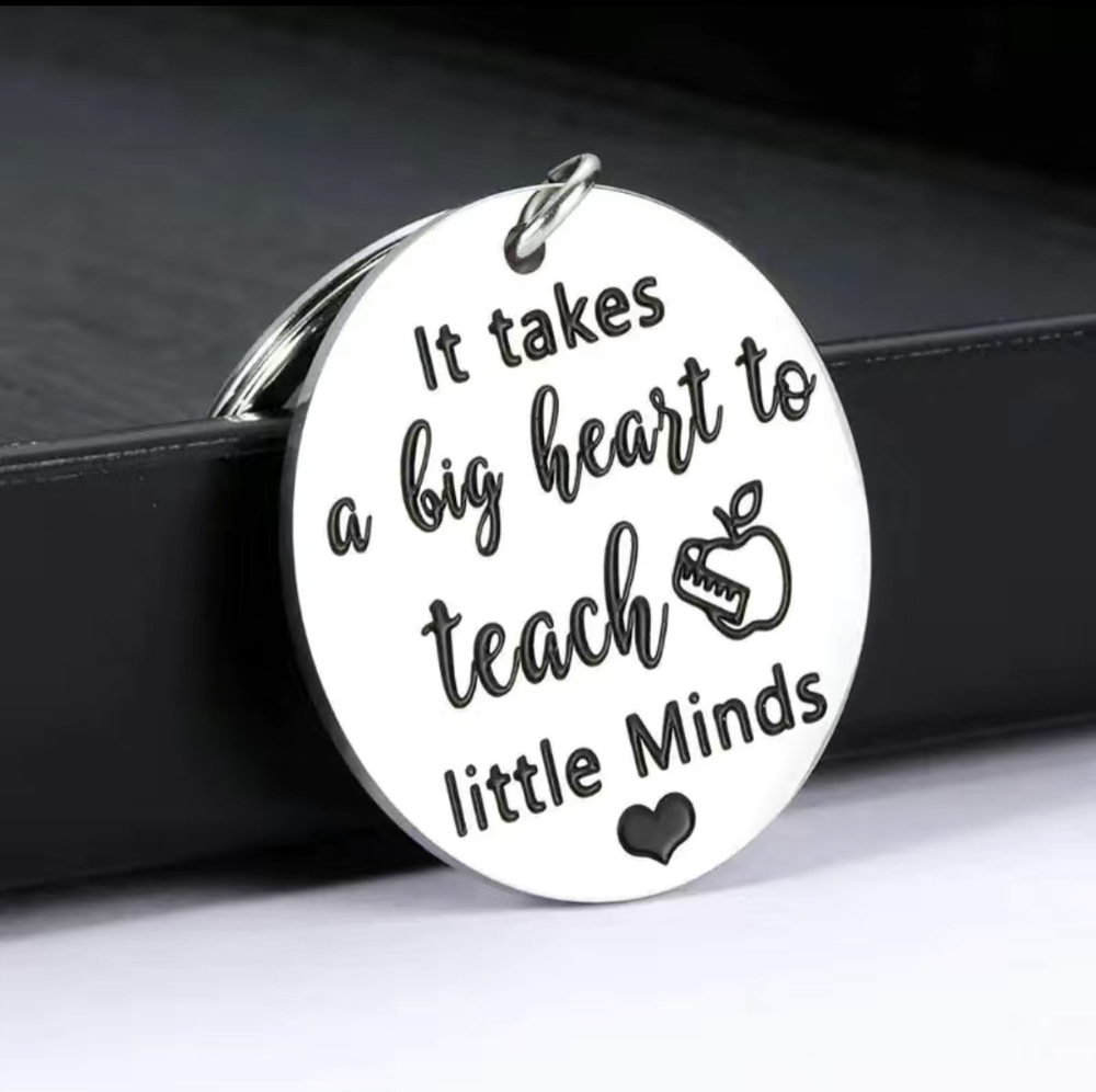 3/$25 It takes a big heart to teach little minds Apple Ruler Stainless Keychain